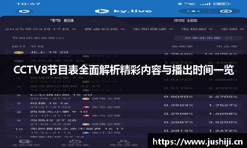 CCTV8节目表全面解析精彩内容与播出时间一览
